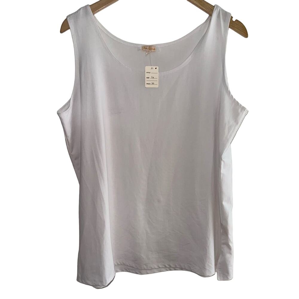 NWT Wardrobe Basic Office Career Wear Base Layer Plus Size 1X White Blouse